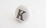 Ceramic vintage style black and white round 4cm door knob D6