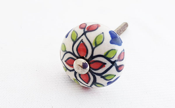 Ceramic small colorful floral 3cm round door knob