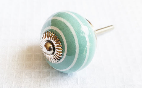 Ceramic aqua green spiral 4cm round door knob