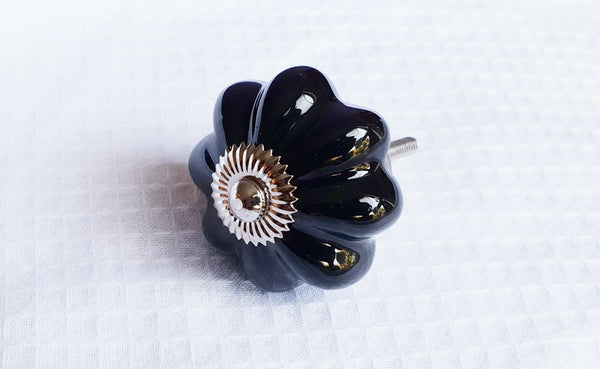 4cm elegant ceramic black pumpkin door knobs AF3
