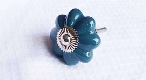Ceramic 4cm bottle green/teal pumpkin door knobs