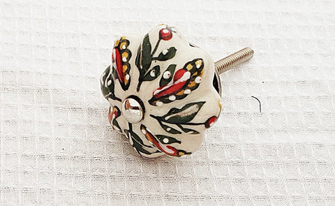 Ceramic colorful delicate floral design pumpkin embossed 4cm door knob C3