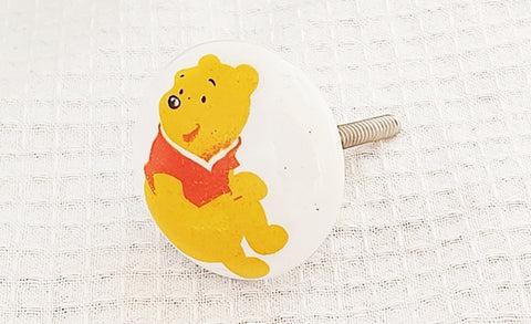 Ceramic funky winnie the pooh kids print 4cm round door knob e16c
