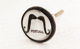 Glass metal retro vintage style black white portugal round 4cm door knob