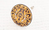 Ceramic delicate Moroccan style brown orange print 4cm round door knob A9