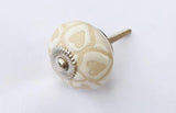 Ceramic cream vintage shabby chic style unique embossed 4cm round door knob