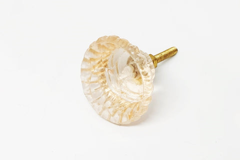 Glass shabby chic yellow/ornage light honey flower 4cm round door knob