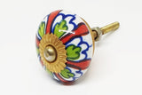 Ceramic colorful floral design 4cm round door knog