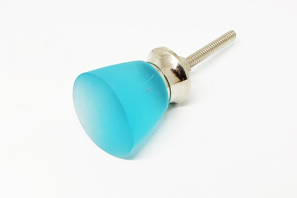 Glass elegant aqua blue shabby chic 3cm round long door knob CF1+