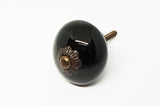 Ceramic black metal decor 4cm round door knob hanles pulls C11