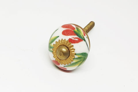 small 28mm ceramic red/orange green round door knobs pulls handles E5