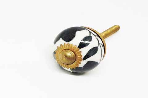 small 28mm ceramic black white round door knobs pulls handles E5