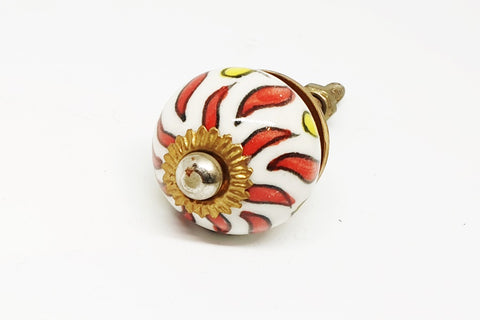 small 28mm ceramic red yellow round door knobs pulls handles E5