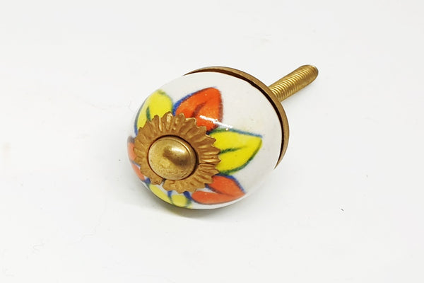 small 28mm ceramic orange yellow round door knobs pulls handles
