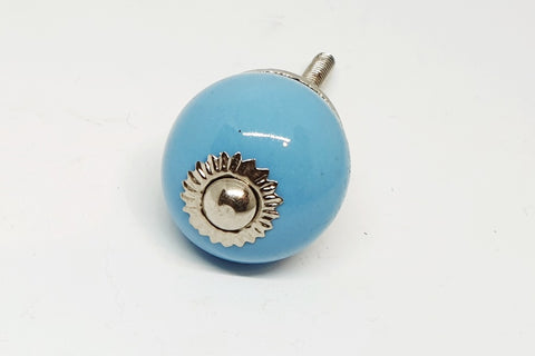 small 28mm ceramic aqua blue round door knobs pulls handles E5