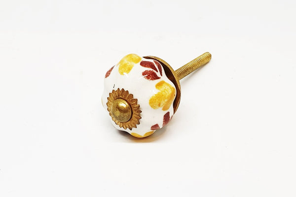 small 30mm ceramic yellow brown pumpkin door knobs E5