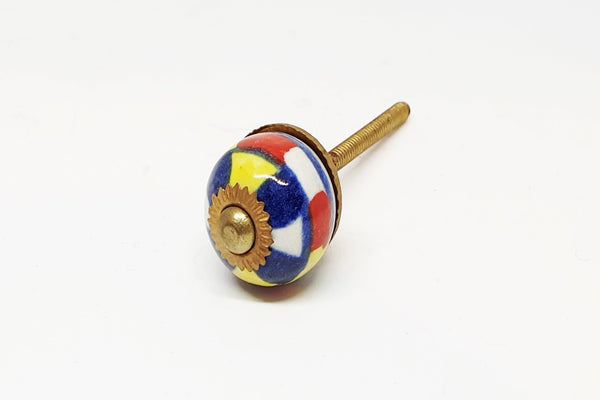 small 28mm ceramic blue red yellow round door knobs pulls handles