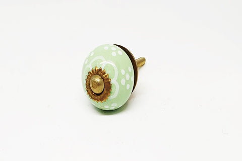 small 28mm ceramic green white round door knobs pulls handles E5