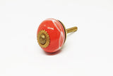 small 28mm ceramic red white round door knobs pulls handles