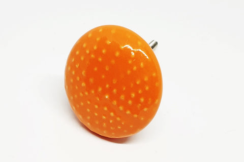 Ceramic big vibrant orange embossed 5cm round door knob e6c