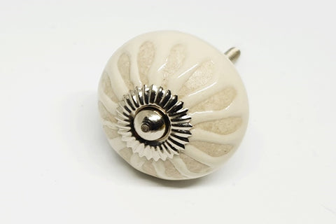 Ceramic cream vintage retro style unique embossed design 4cm round door knob A8