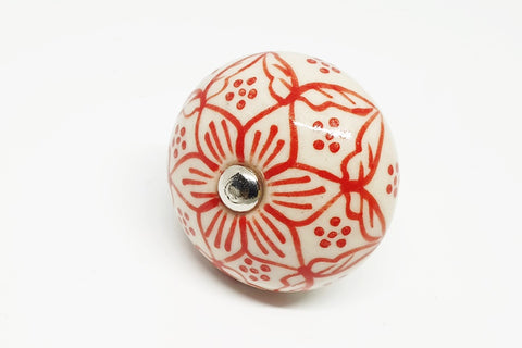 Ceramic unique red moroccan style 4cm round door knob handles e6a
