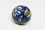 Ceramic blue yellow floral design 4cm round door knob pulls handles
