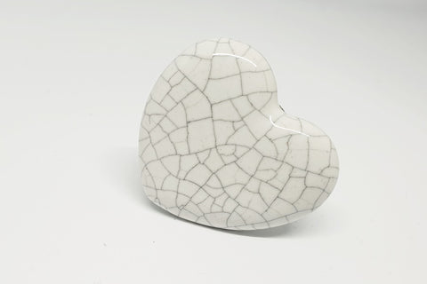 Ceramic rustic vintage style white heart shabby chic 4cm door knob pulls handles  F11b