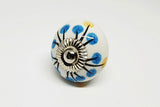 Ceramic aqua yellow delicate floral design 4cm round door knob pulls handles F4