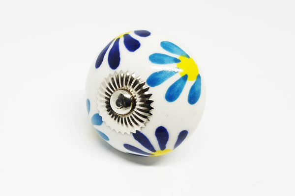 Ceramic yellow blue aqua delicate 4cm round door knob pulls handles