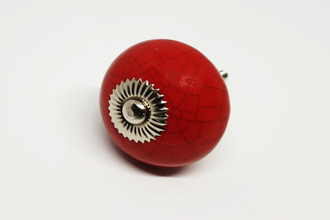 Ceramic rustic vibrant red vintage style 4cm round door knob handles d3b