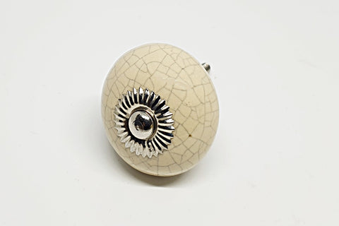 Ceramic light cream nougat rustic vintage style 4cm round door knob handles  c13b