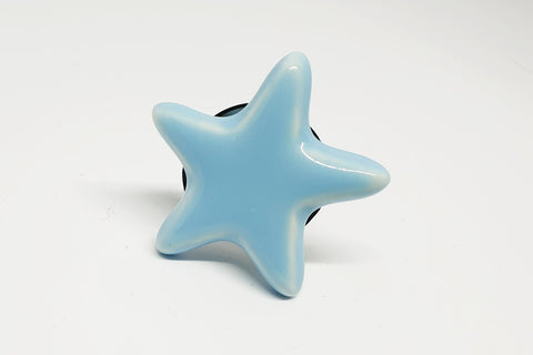 Ceramic blue aqua delicate star funky 4.5cm door knob pulls handles e10b