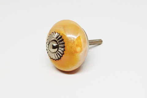 Ceramic yellow orange bright honey 4cm round door knobs pulls handles