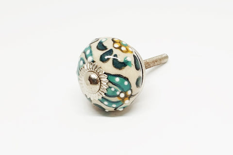 small 30mm ceramic aqua blue white round door knobs pulls handles