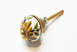 small 28mm ceramic yellow brown green round door knobs pulls handles