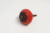 Ceramic vibrant red delicate metal decor vintage style 4cm round door knob handles EF2