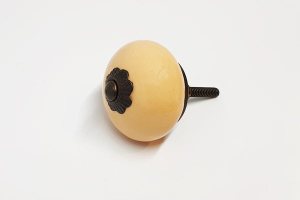 Ceramic yellow honey flower metal decor vintage style 4cm round door knob C11