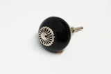 Ceramic black metal silver decor vintage style 4cm round door knob handles DUB