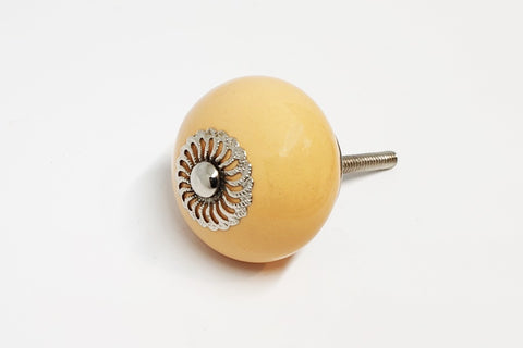 Ceramic orange yellow honey silver metal decor vintage style 4cm round door knob handles e7d