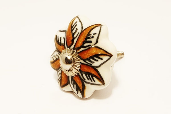 Ceramic brown white unique pumpkin 4.5cm door knob pulls handles C3