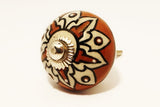 Ceramic brown embossed unique floral round 4cm door knob pulls handles