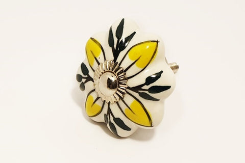 Ceramic yellow white unique pumpkin 4.5cm door knob pulls handles C2c