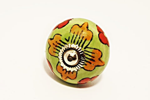 Ceramic green red unique floral round 4cm door knob pulls handles e5a