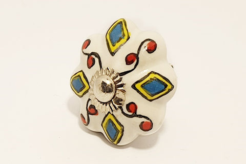 Ceramic yellow blue red paisley pumpkin 4.5cm door knob pulls handles C2d