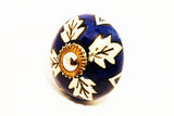 Ceramic royal blue white unique floral round 4cm door knob pulls handles SB