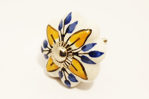 Ceramic yellow/orange blue white unique pumpkin 4.5cm door knob pulls handles