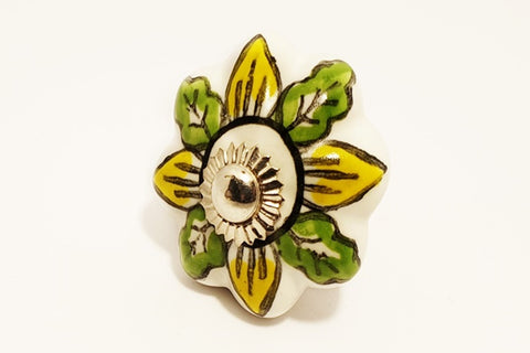 Ceramic yellow green white unique pumpkin 4.5cm door knob C2a