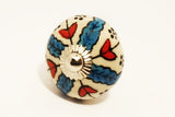 Ceramic blue white red  floral unique funky round 4cm door knob pulls handles D4