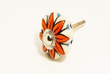 Ceramic red flower pumpkin small 3.5cm door knob pulls handles C2c